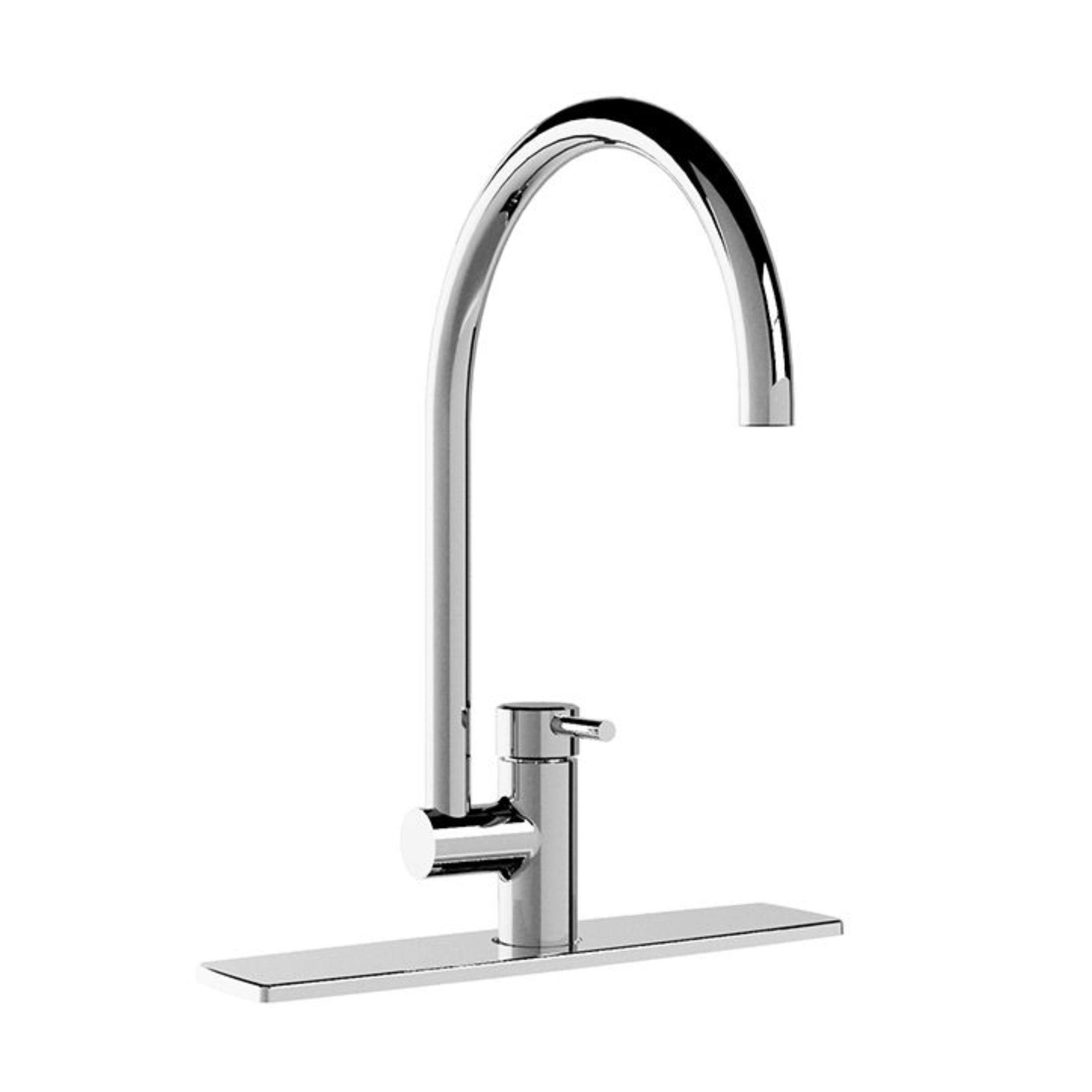 Monomando para fregadero con cuello alto giratorio y chapetón – E-300 Helvex