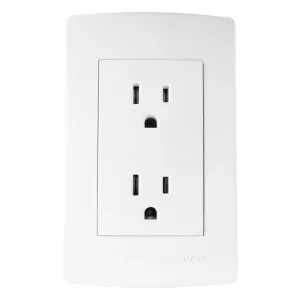 Placa armada 2 contactos polarizados aterrizados 15 A blanco IUSA 217879