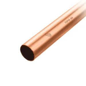 Tubería rígida de cobre tipo M 3/4 pulgada por metro, soldable, aleación UNS C12200 Cu 99.9%, marca IUSA Cobre código 308743