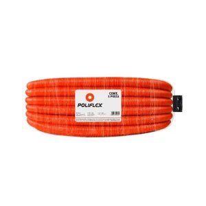 Tubo conduit flexible naranja 3/4 pulgada sin guía rollo 50 Poliflex P-LNA25-050
