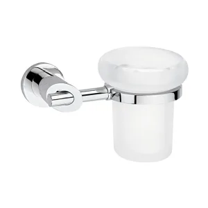 Vaso cepillero de cristal para baño Nuva cromo modelo - 9107 Helvex