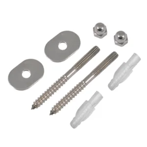 Juego de tornillos pija acero inoxidable para fijar excusado al piso Coflex TP-1072 con tuercas arandelas y taquetes plásticos