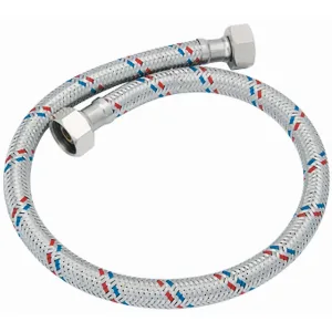 Manguera flexible para lavabo y fregadero 55 cm trenzado aluminio tuercas latón Dica 4155AL conexión 1/2 pulgada ambos extremos