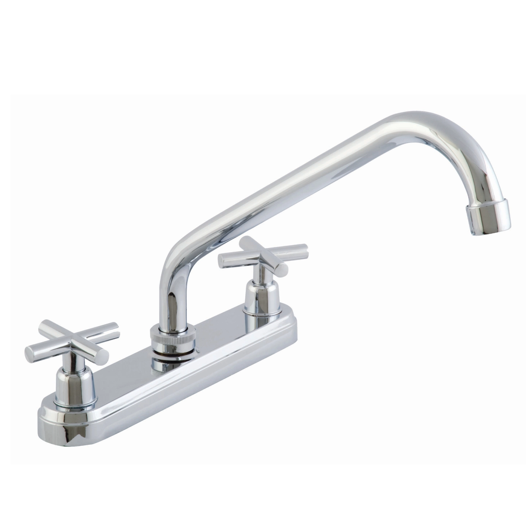 Mezcladora Dica 4331 cromada para fregadero con cuello largo y manerales tipo cruceta