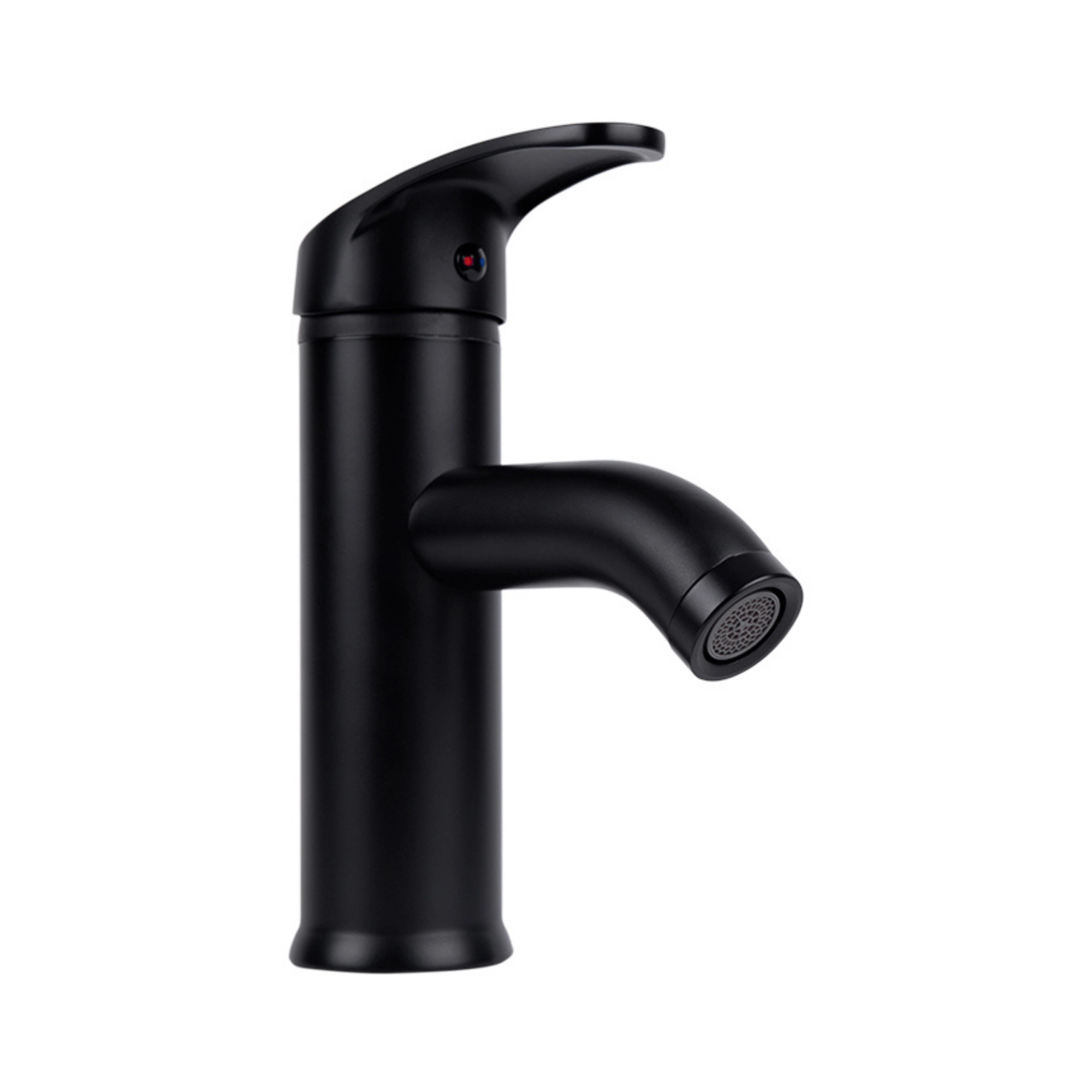 Monomando corto para lavabo negro mate DICA 4434.2 con palanca y salida de agua frontal