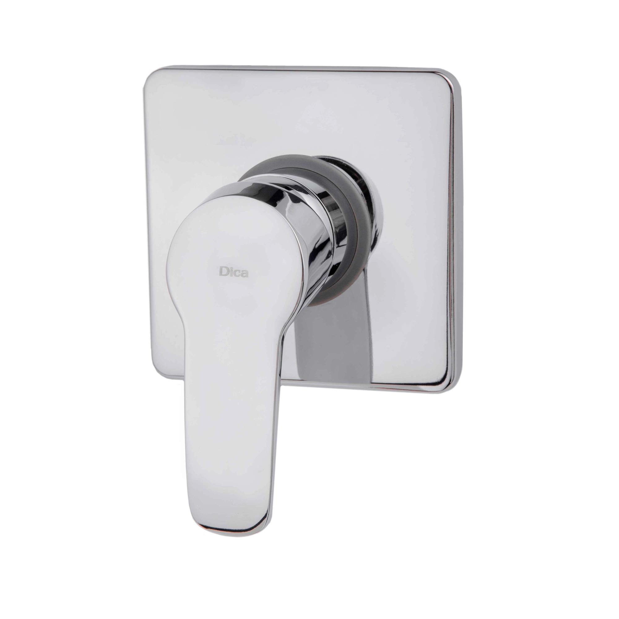 Monomando de empotrar para regadera DICA 4475E con placa cuadrada y acabado cromo