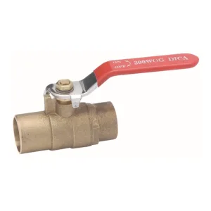 Válvula de esfera soldable para tubería de cobre 1/2 pulgada latón natural palanca roja Dica código 3557C.13 300 psi