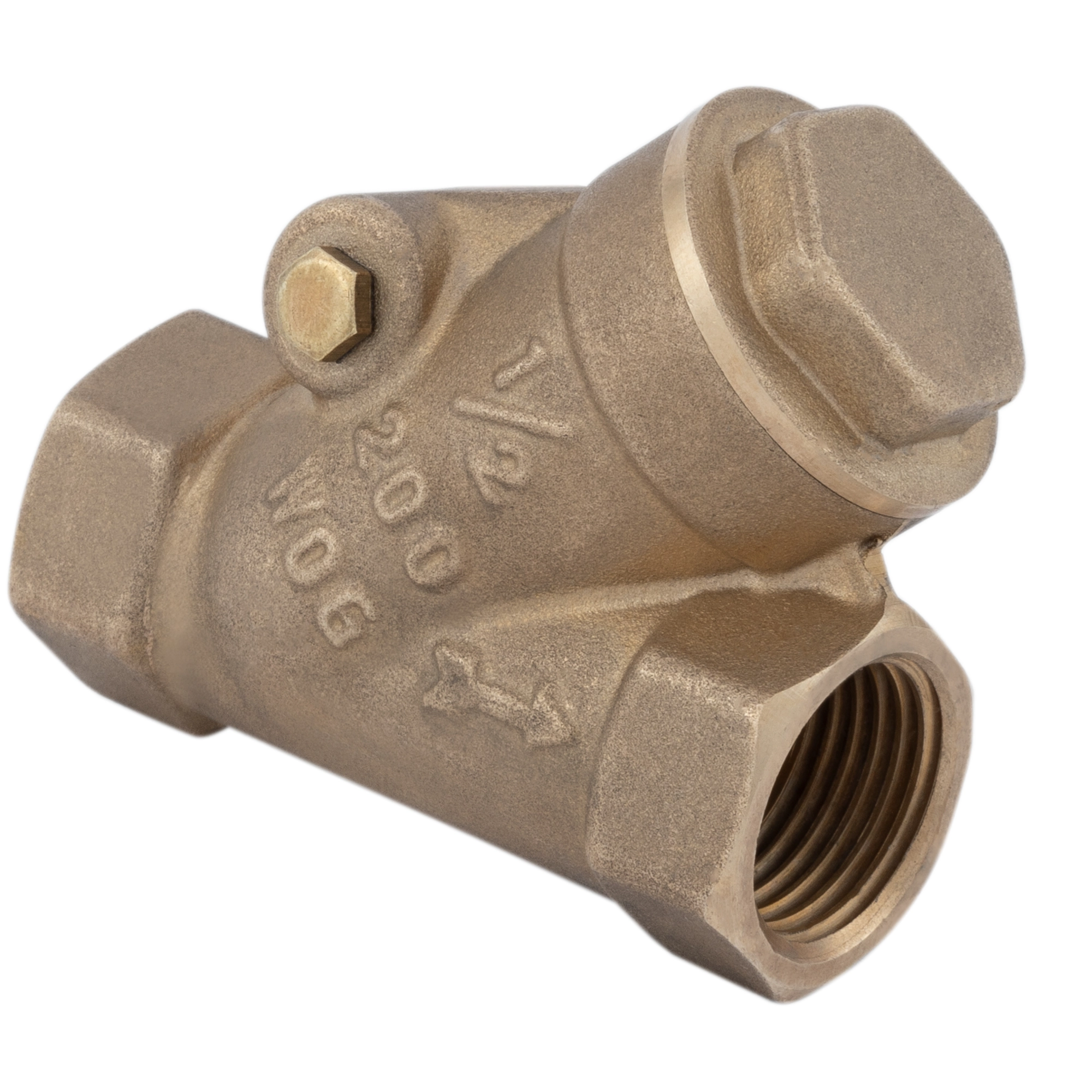 Válvula de retención tipo columpio 1 pulgada rosca NPT latón natural Dica código 4086.25 presión máxima 200 psi