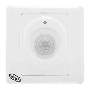 Sensor de movimiento PIR para techo de interior marca IUSA modelo 616064, cuerpo blanco de policarbonato, alcance 8 metros