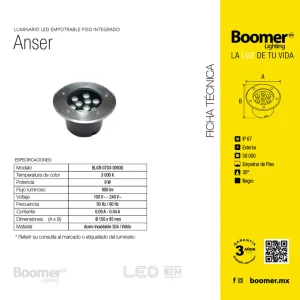 Luminario empotrable de piso ANSER de Boomer, Ø 100 × 90 mm, IP 67