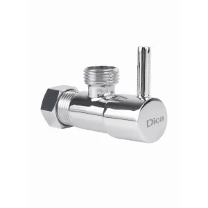 Llave angular Dica con maneral de palanca y barrilito acabado cromo, modelo 3404CVB, Valvulas