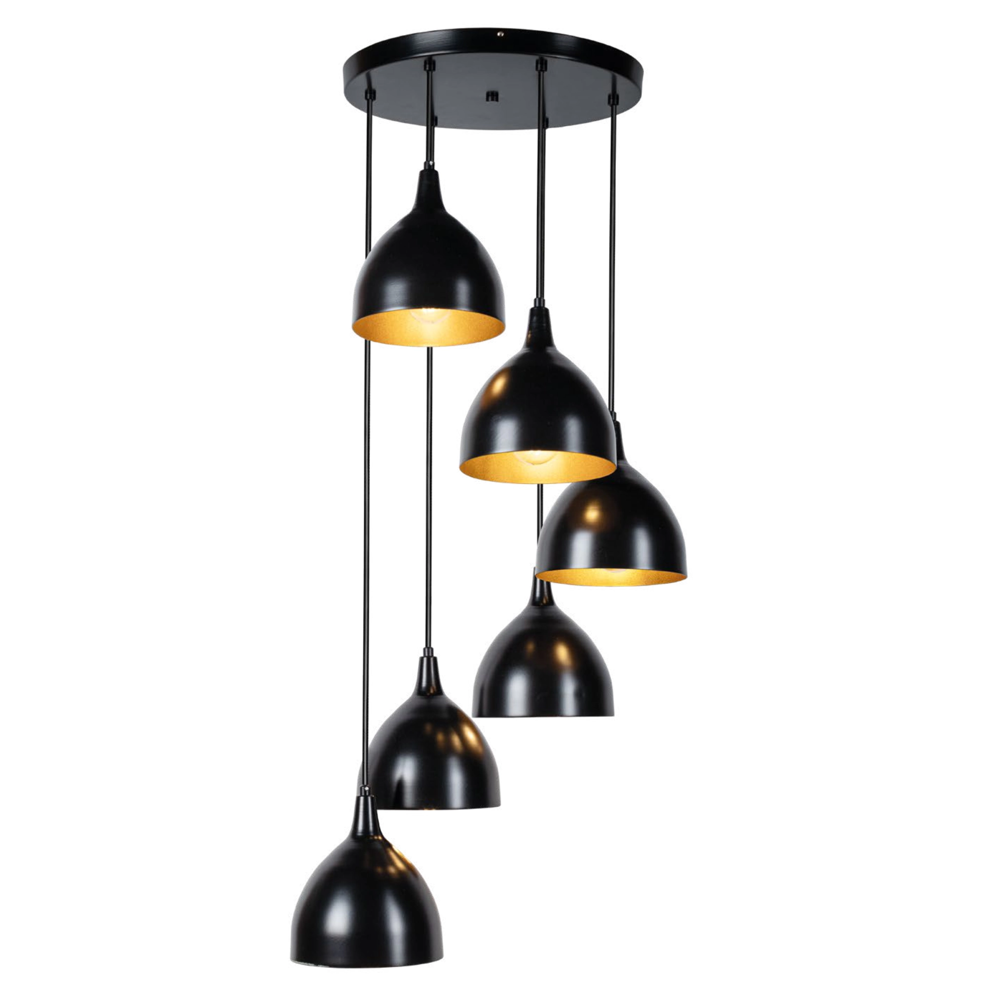 Luminario colgante interior Ø 17 cm x H 120 cm (base Ø 35 cm) color negro / interior dorado marca Maxxi modelo CL7004N6