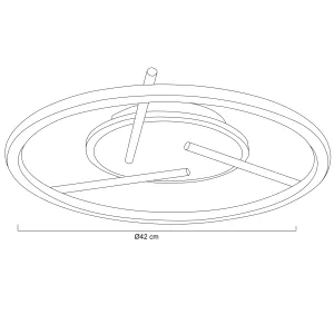 Circular coil diagram showing a vertical central rod across the coil; outer diameter Ø42 cm.