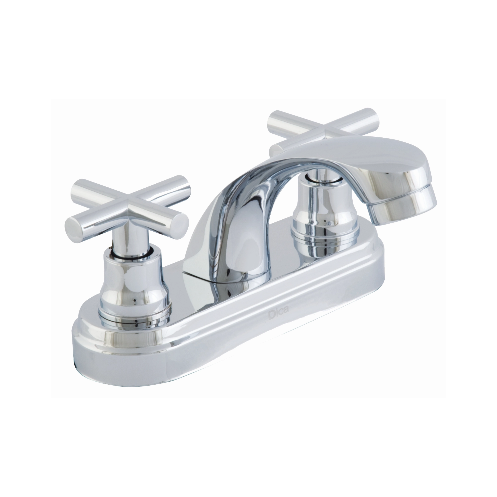Mezcladora Dica 4 pulgadas para lavabo con manerales de cruceta acabado cromo, modelo 4039, Mezcladora Lavabo 4