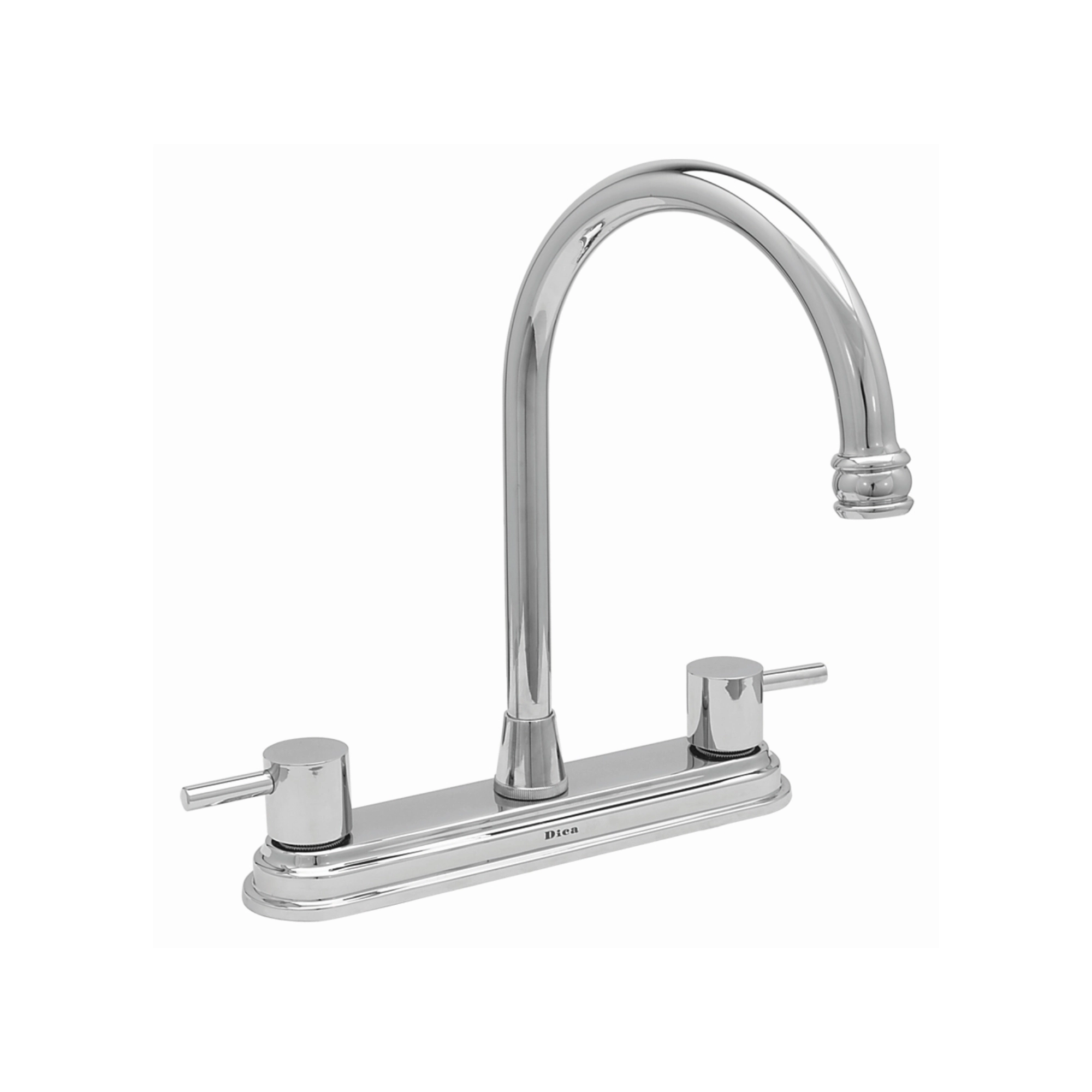 Mezcladora Dica 8 pulgadas para fregadero con manerales de palanca acabado cromo, modelo 4321, Mezcladora Fregadero