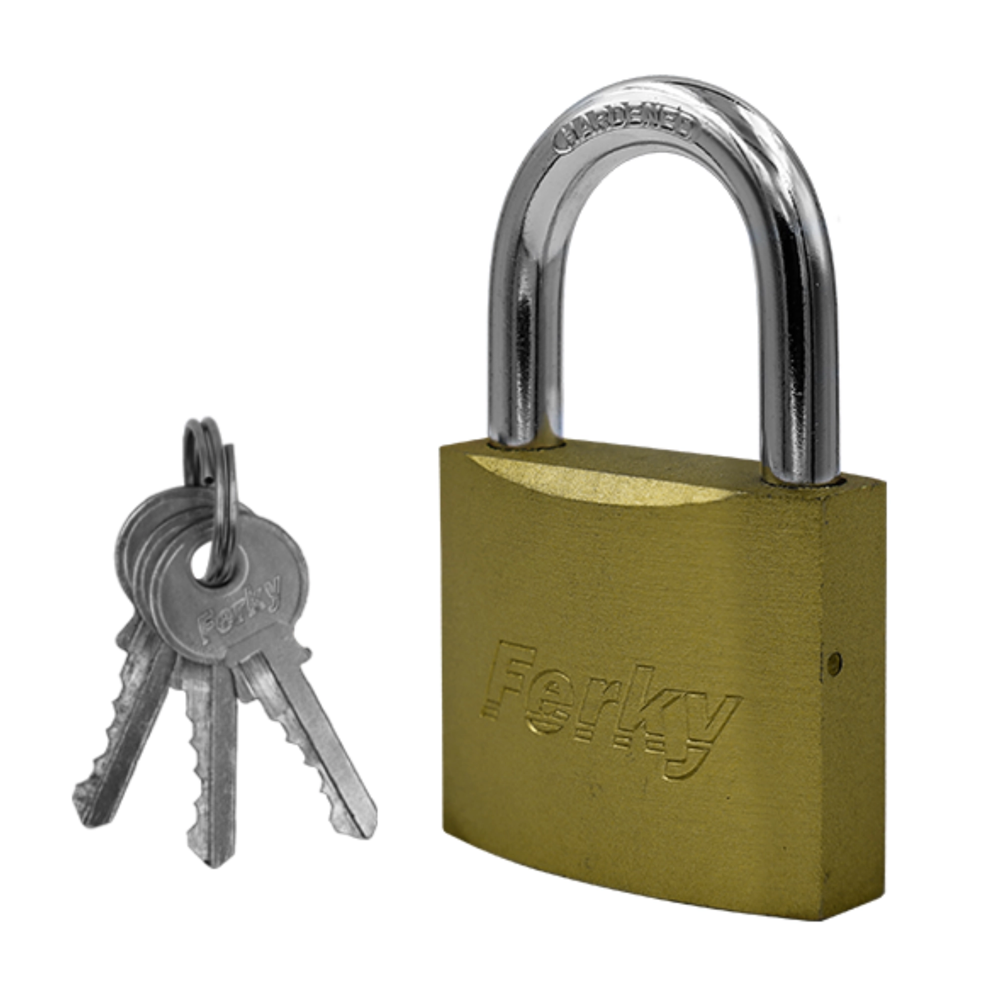 Candado Ferky CHI50LGC-BL de hierro 50mm dorado gancho corto FERERTERIA ONOFRE