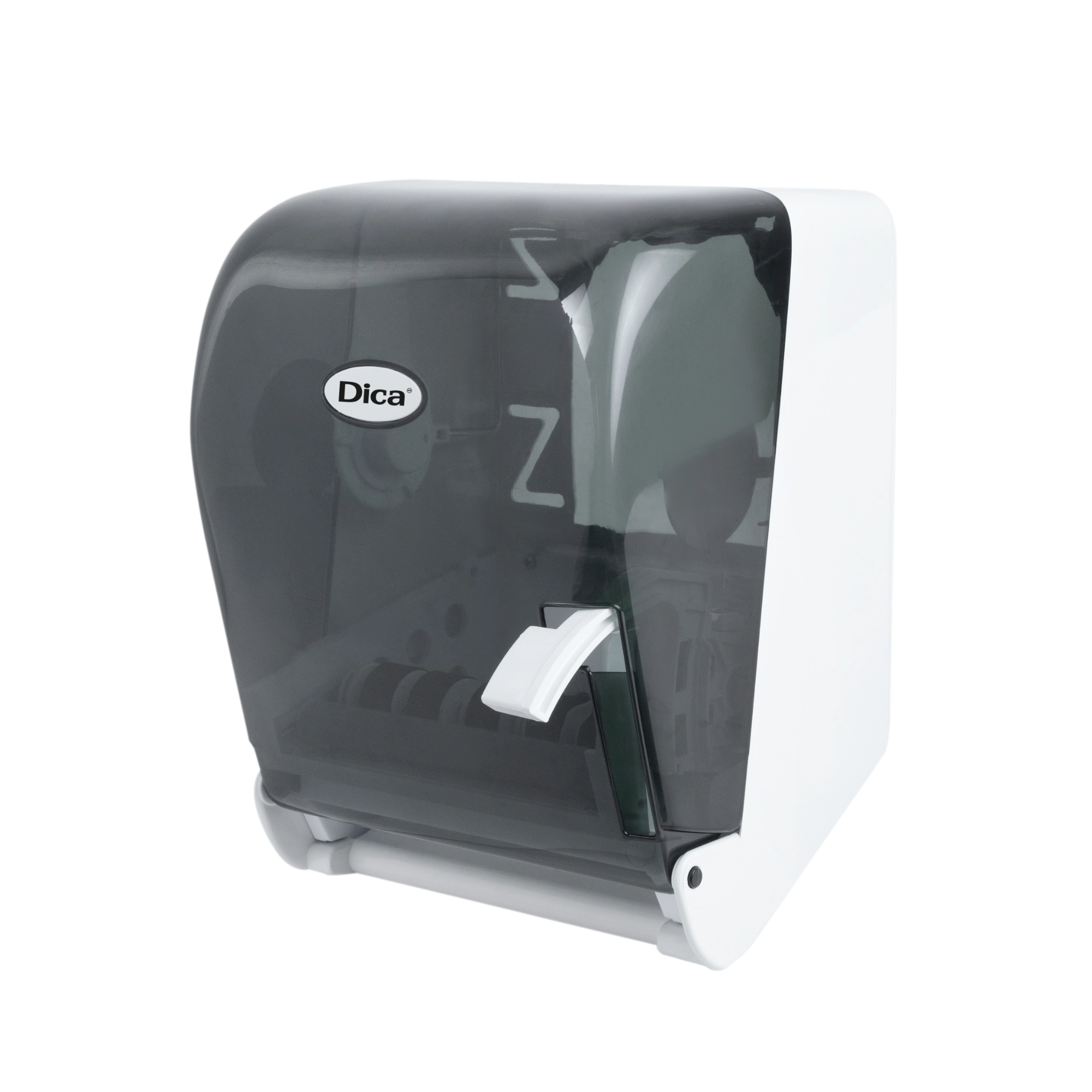 Despachador Dica de ABS humo con palanca para toalla en rollo - Ferretería Onofre Despachador Dica de ABS humo con palanca para toalla en rollo, modelo 4106TS, Accesorios Para Baño