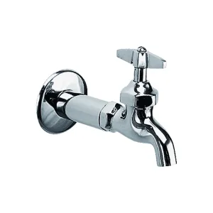 Llave nariz Urrea 1/2 pulgada acabado cromo con maneral plano, niple y chapetón, modelo 18L, Valvulas