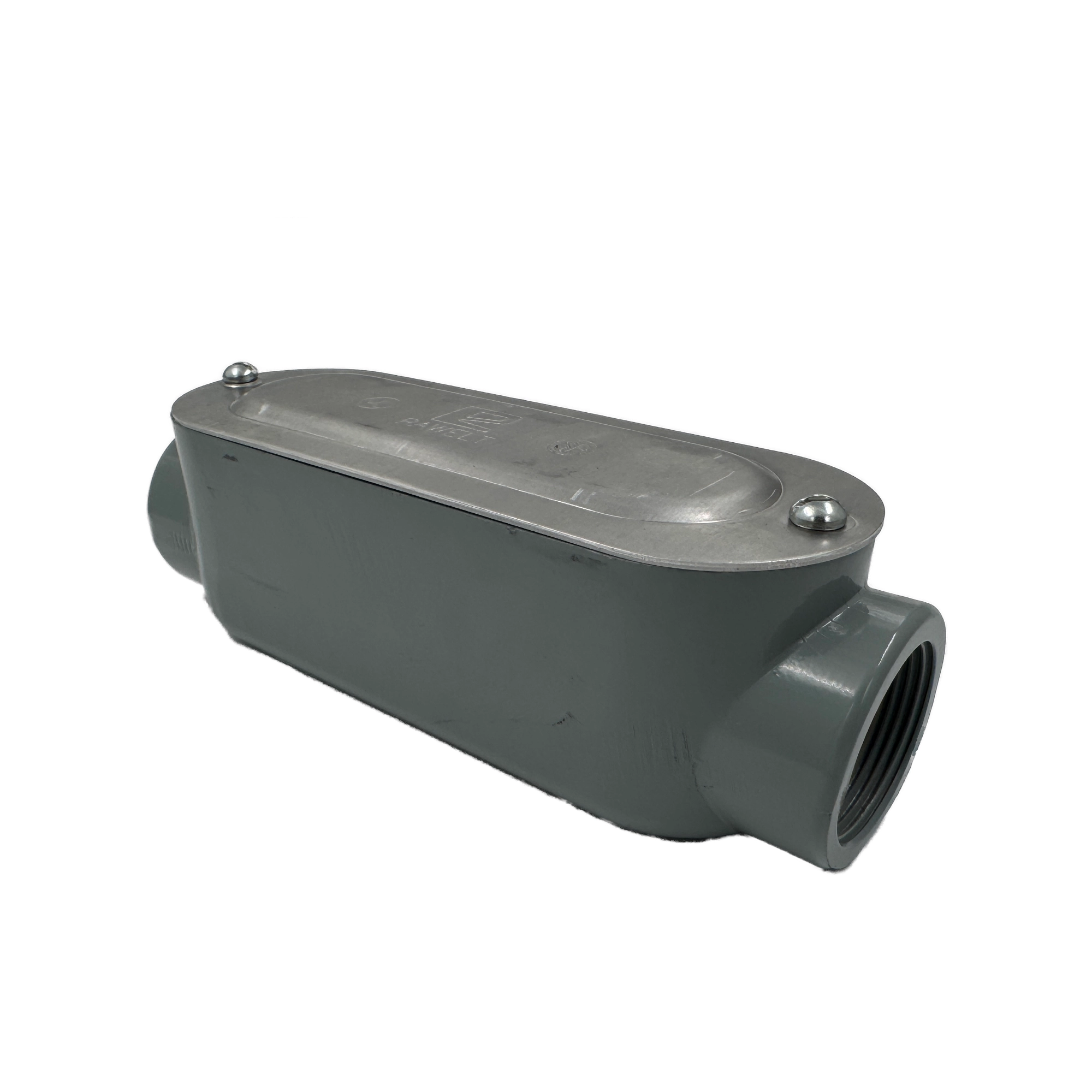 Caja condulet oval tipo C de 1 1/4" con tapa, aluminio — Rawelt OC-2625-C Ferretería Onofre Caja condulet oval tipo C de 1 1/4" Rawelt OC-2625-C de aluminio con tapa y tornillos