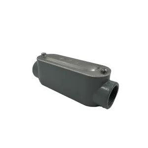 Caja condulet oval tipo OC de 3/4" Rawelt OC-0330-C de aluminio gris con tapa y tornillos
