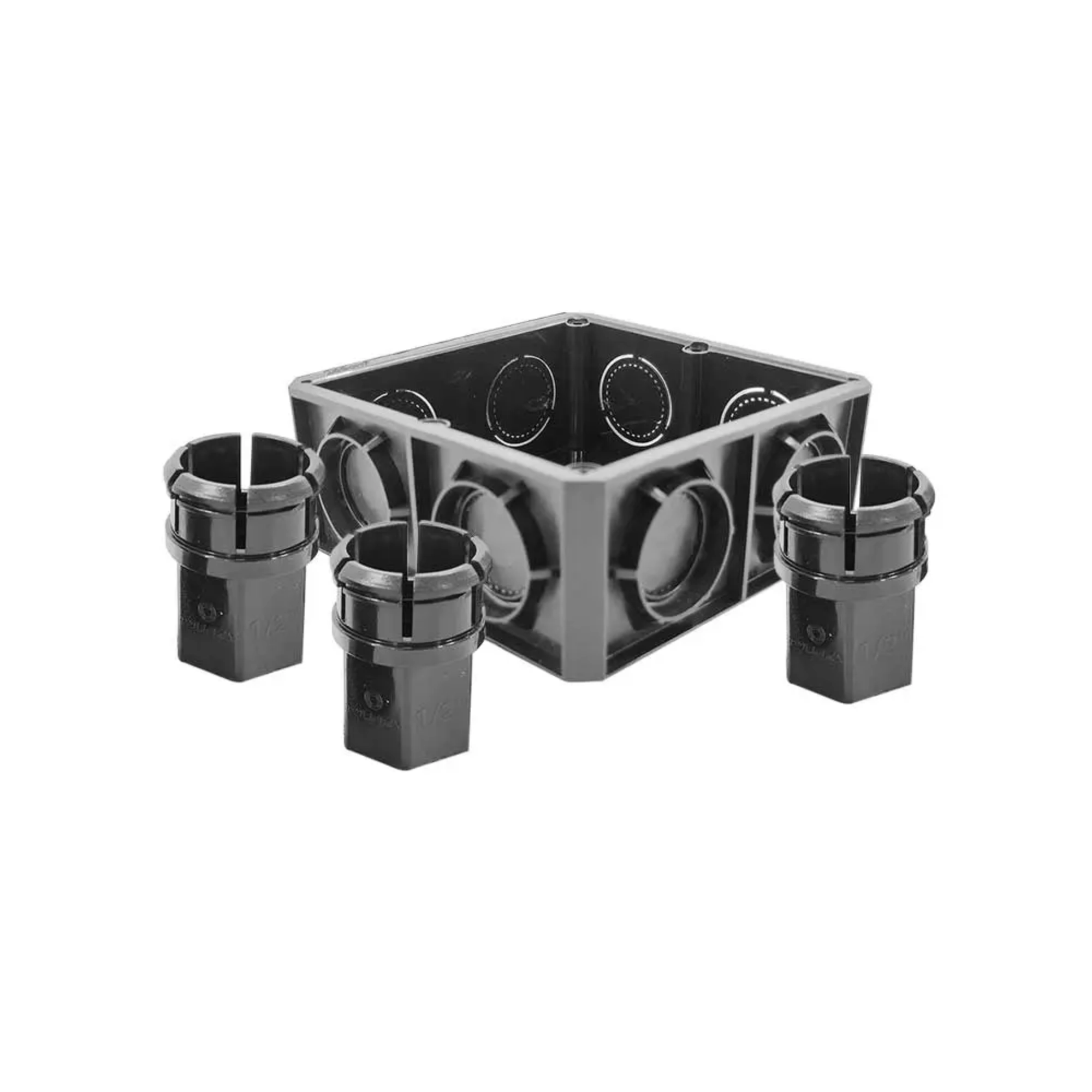 Caja de registro eléctrica negra Poliflex KP-CANEG12-100 para tubería de 1/2 pulgada