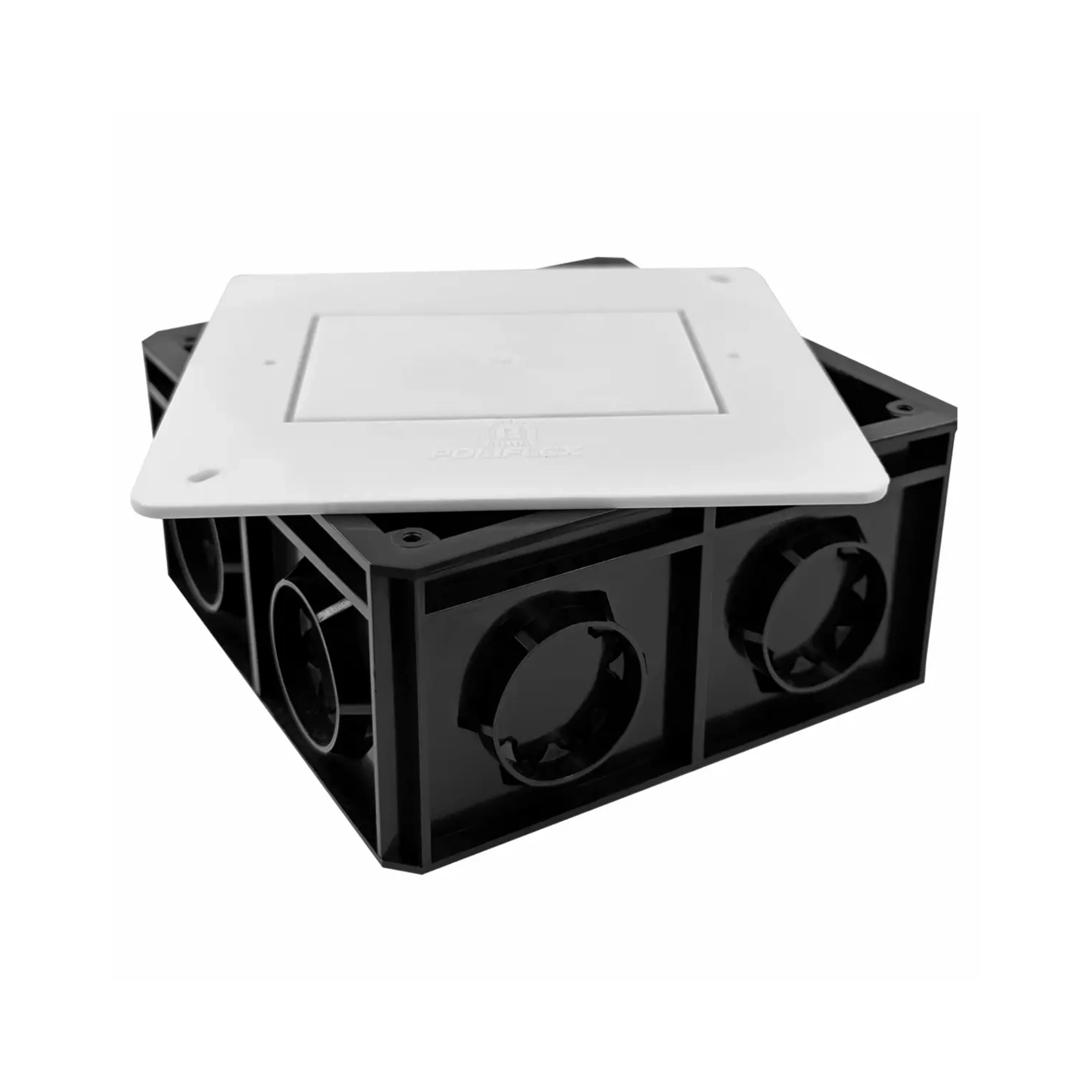 Caja de registro Poliflex negra de 3/4" con tapa 2 en 1, modelo KP-CATA34-60