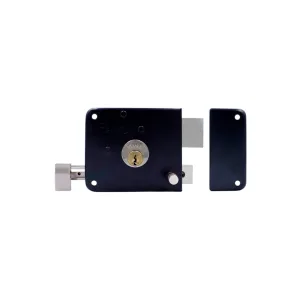 Cerradura de sobreponer Ferky CS107PGD-PE-BL gris de mano derecha con cilindro pre-ensamblado en blister
