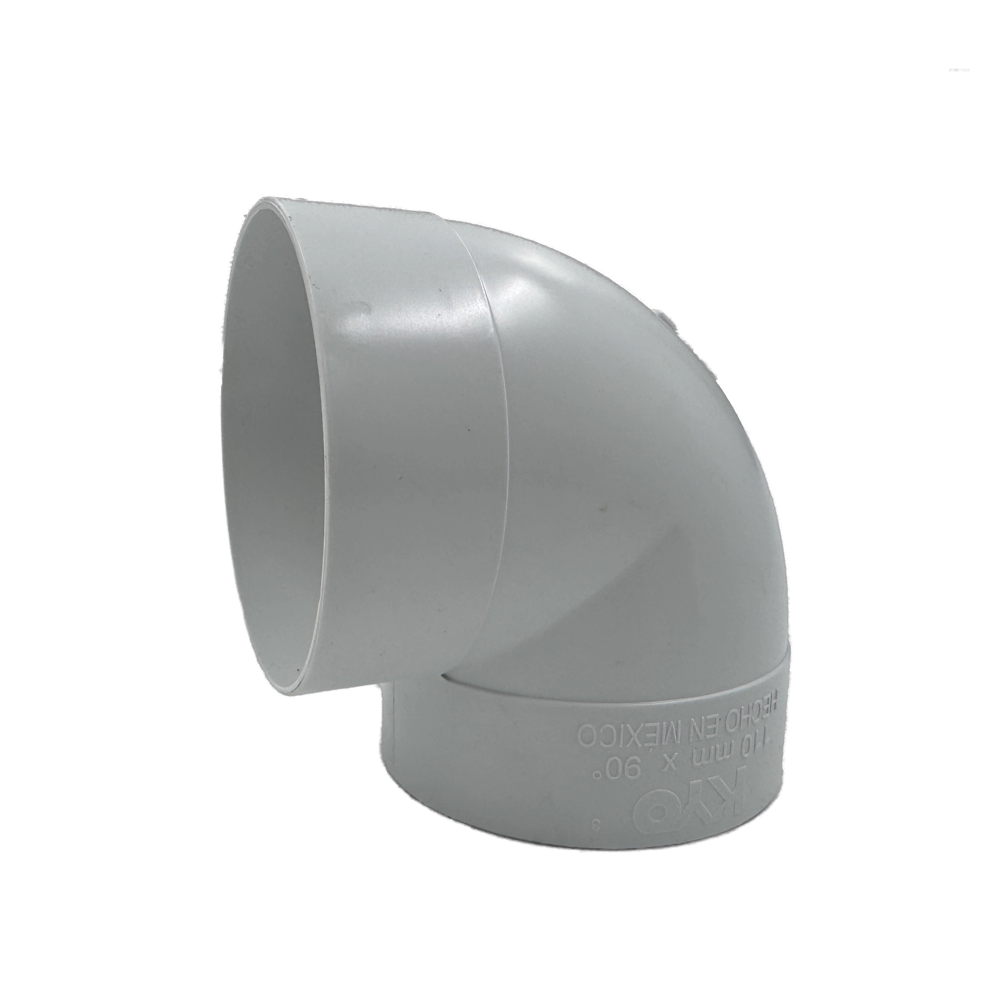 Codo de PVC sanitario de 4 pulgadas (110 mm) a 90° marca KYO modelo CS11090 con unión campana x campana