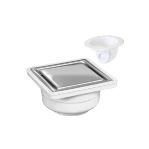 Coladera cuadrada universal minimalista Fleximatic 2605 con rejilla de acero inoxidable
