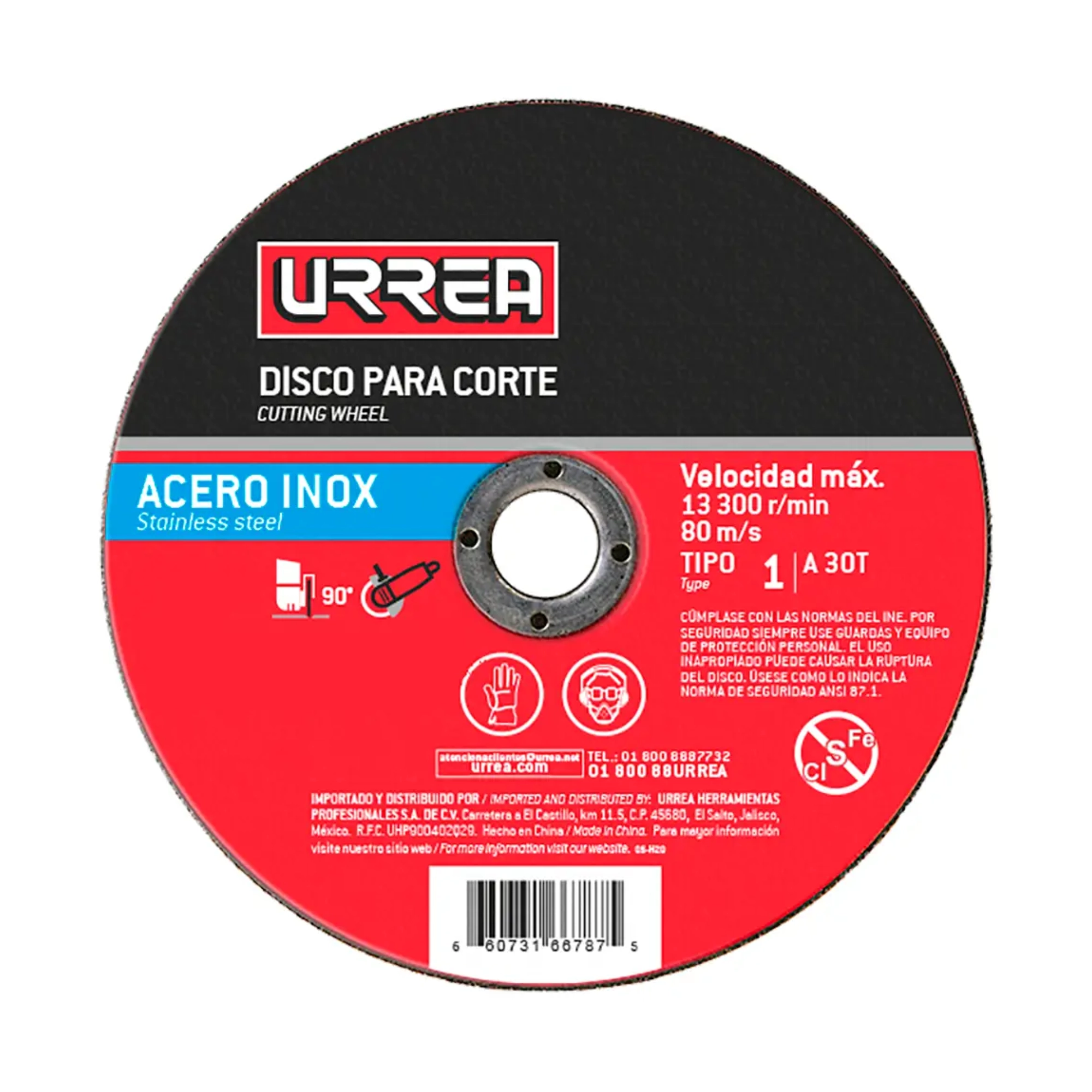 Disco abrasivo tipo 27 Urrea AMSD07 de 7 pulgadas x 5/32 para acero inoxidable