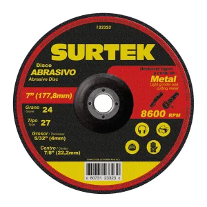 Disco abrasivo tipo 27 Surtek 123323 de 7" x 5/32" para desbaste de metal