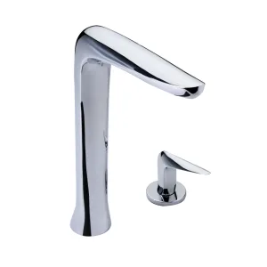 Monomando alto para lavabo Nautilia Helvex E-925 en acabado cromo con contra de push