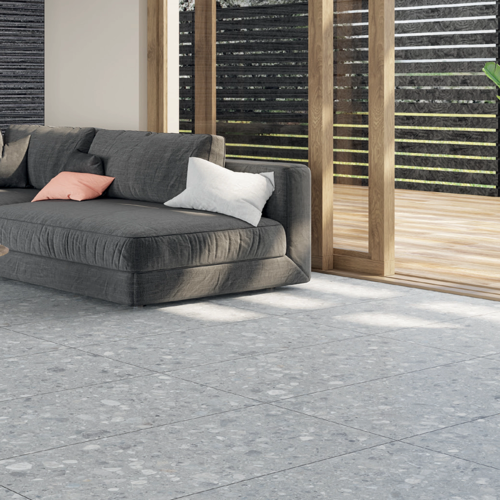 Piso cerámico Aizen Gris Vitromex 50x100 cm rectificado acabado mate tipo piedra