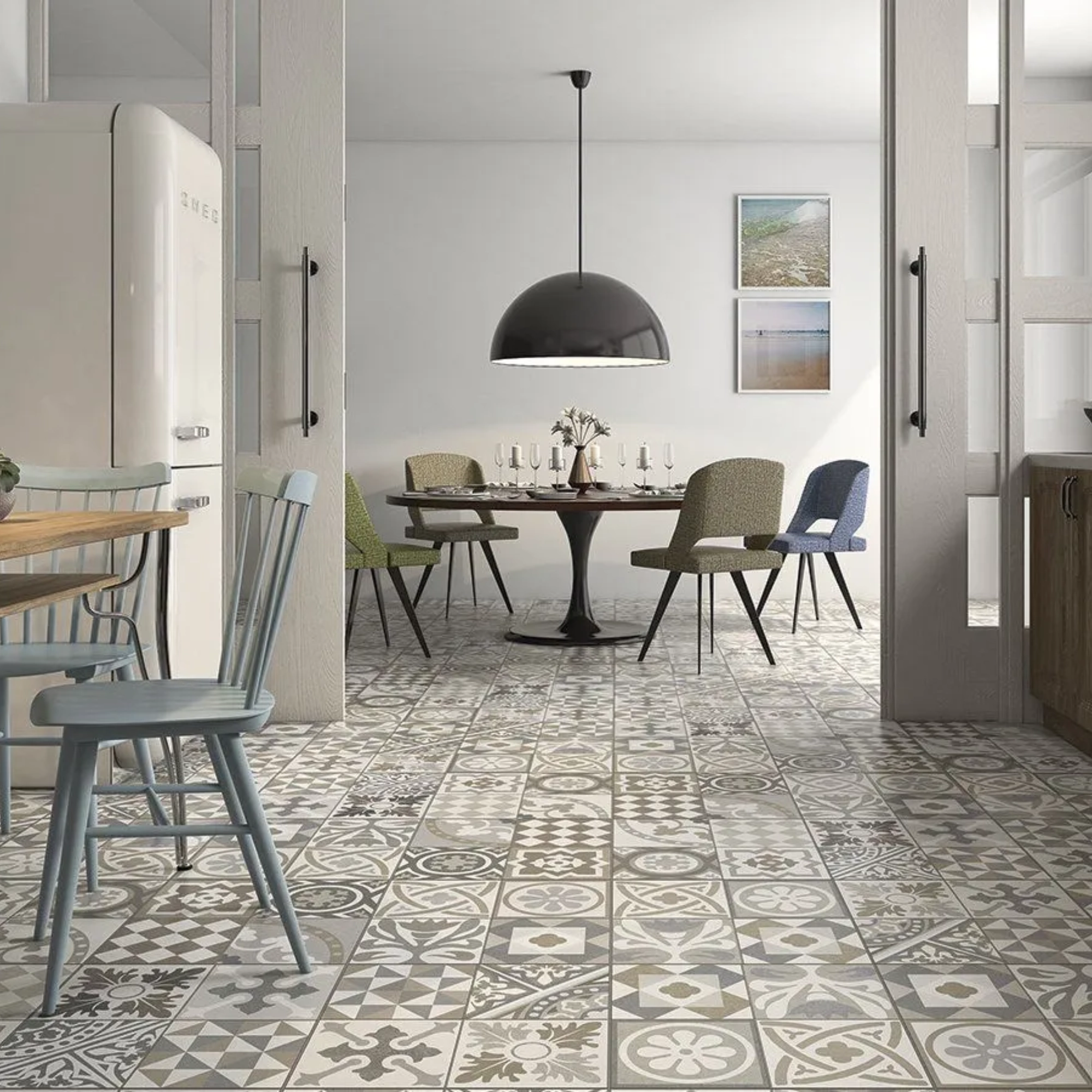 Piso cerámico Vitromex Montejo Almendra 45x45 cm acabado mate tipo talavera