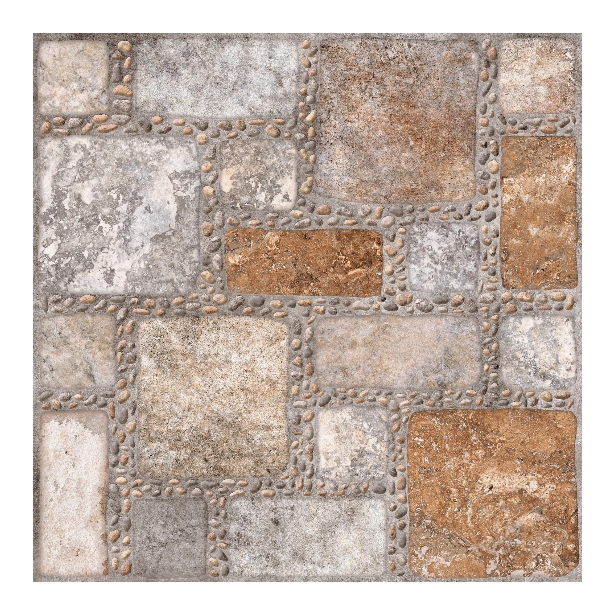 Piso cerámico Villarock Mix Café 55x55 cm de Lamosa con diseño rústico de piedra en tonos café